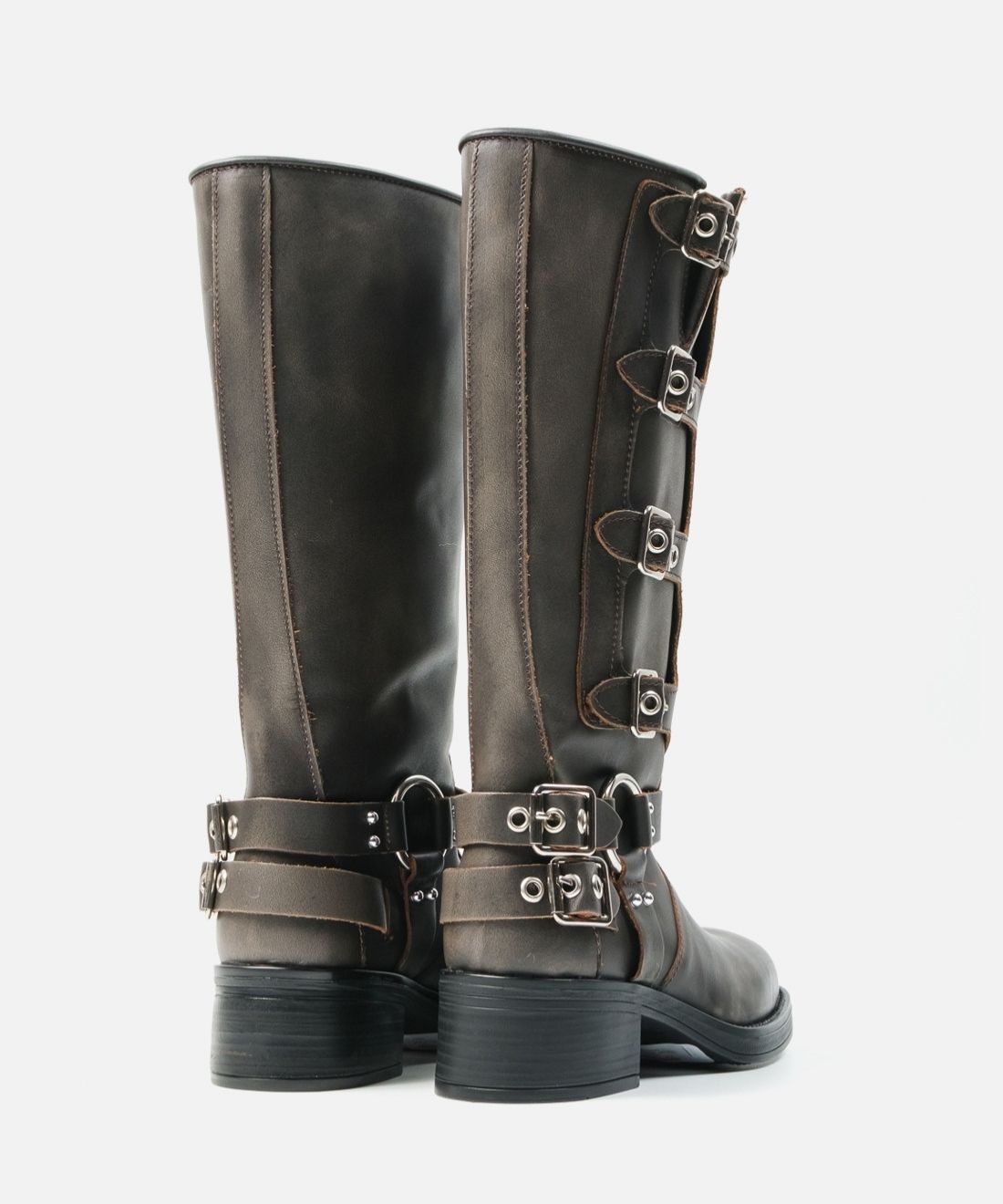 【予約販売】ROCKY-XA　バックルコンバットロングブーツ	BR/DIS　(heel5.0) ※お届け予定11月中旬ごろ - view 7