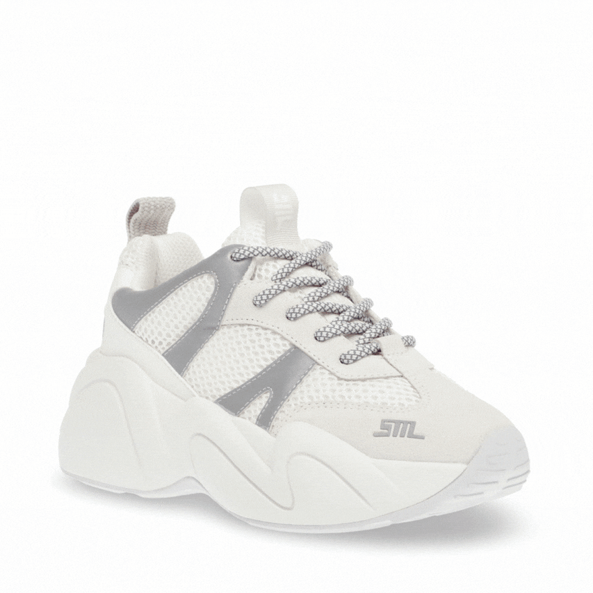 BOUNCE 1 　厚底デザインスニーカー　WHITE/SIL　(heel6.5)