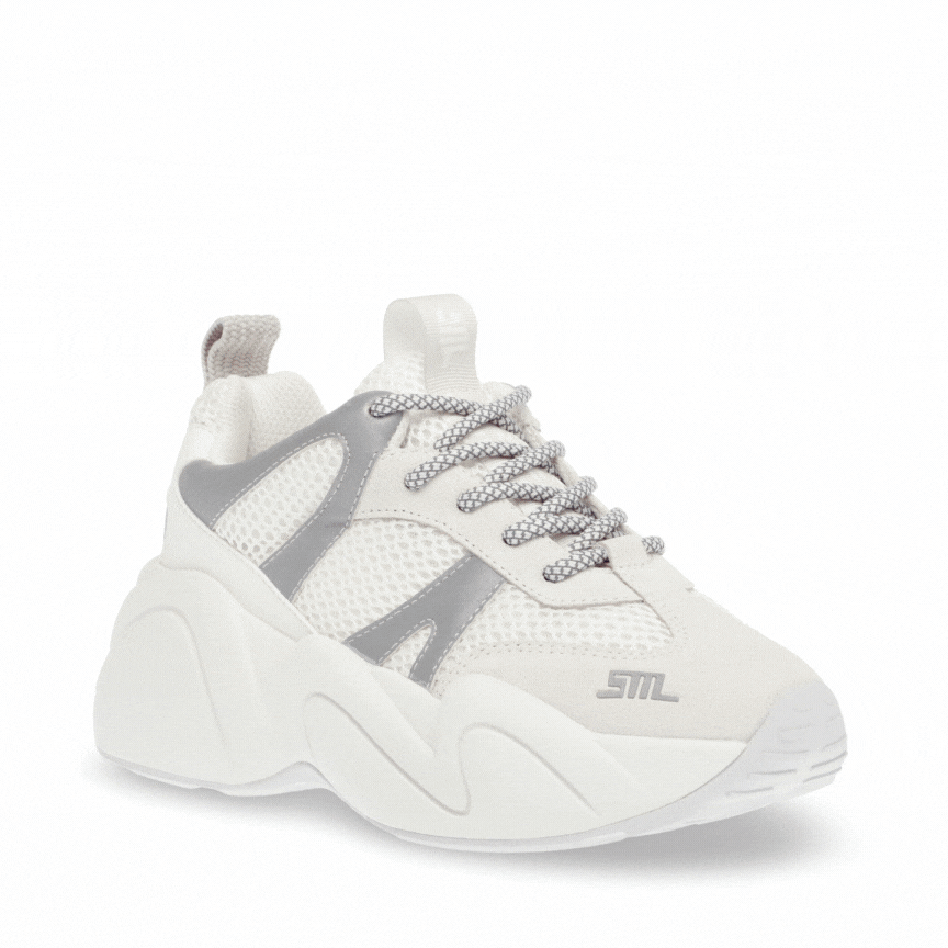 BOUNCE 1 　厚底デザインスニーカー　WHITE/SIL　(heel6.5)