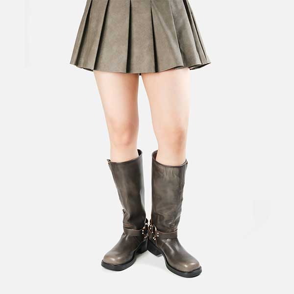【予約販売】ROCKY-XA　バックルコンバットロングブーツ	BR/DIS　(heel5.0) ※お届け予定11月中旬ごろ - view 3