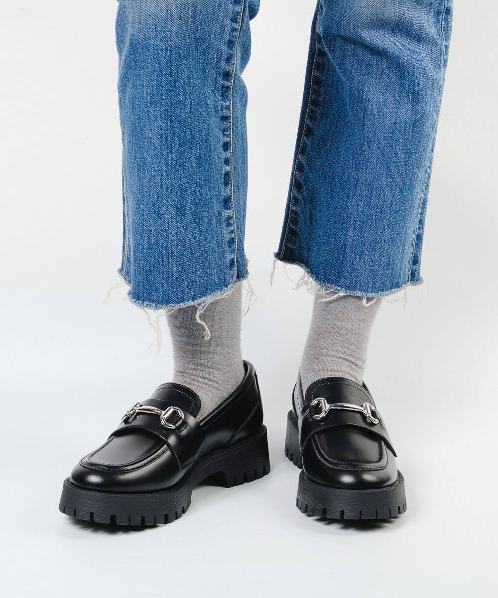 LANDO-CN-XS  厚底チェーンローファー　BLK　(HEEL4.5)