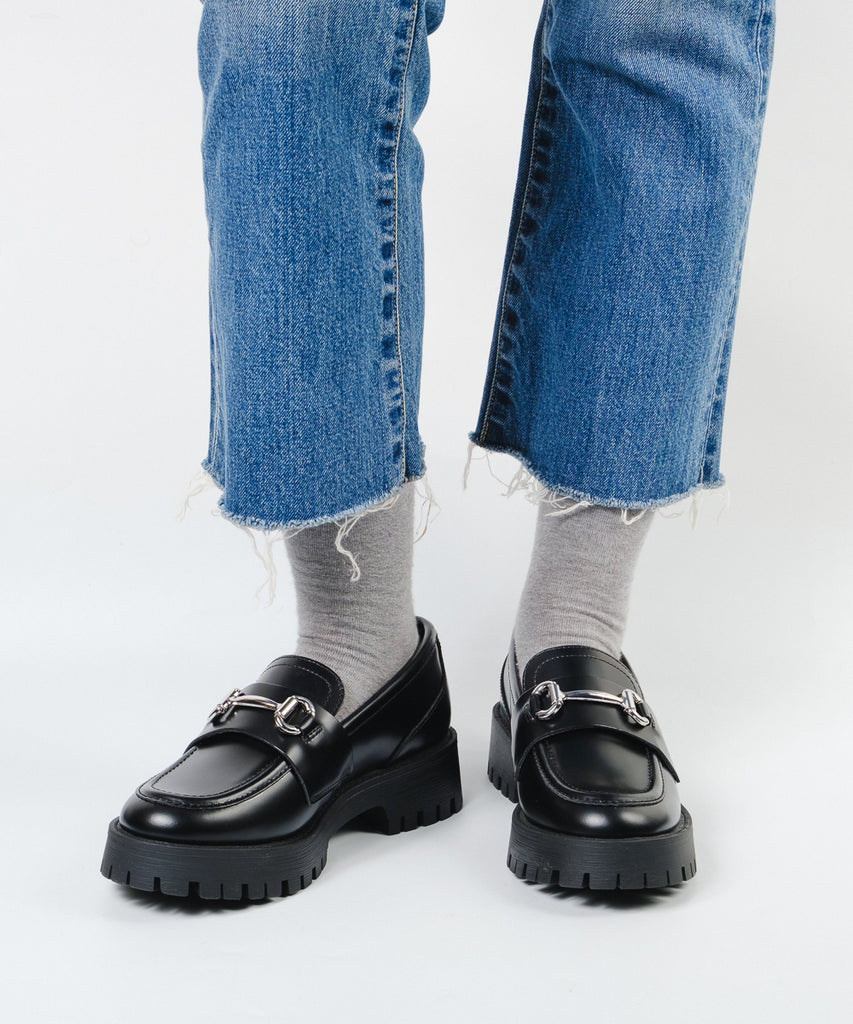 LANDO-CN-XS  厚底チェーンローファー　BLK　(HEEL4.5)