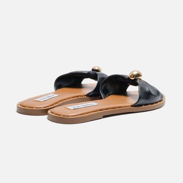 DISPY-CN-XS　ギャザーリボンフラットサンダル　BLK/LEAT　(heel1.0) - view 4