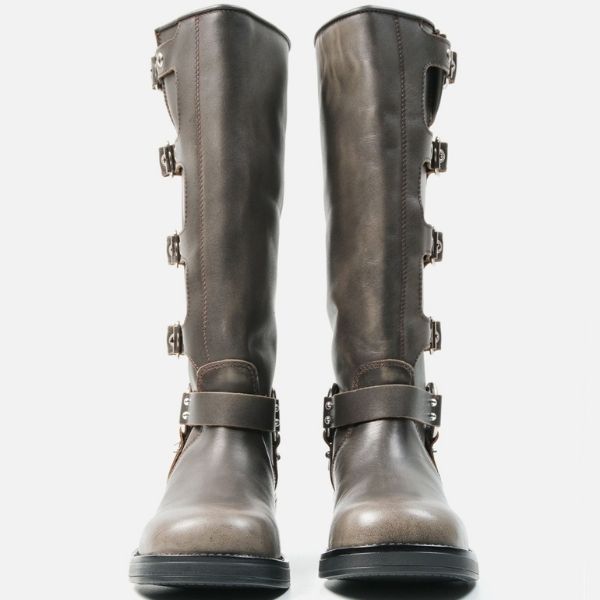 【予約販売】ROCKY-XA　バックルコンバットロングブーツ	BR/DIS　(heel5.0) ※お届け予定11月中旬ごろ - view 4