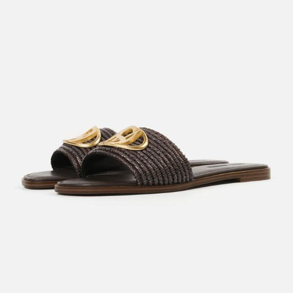KORA 2.0-XS オーバルロゴモチーフフラットサンダル BR (Heel1.5) - view 4