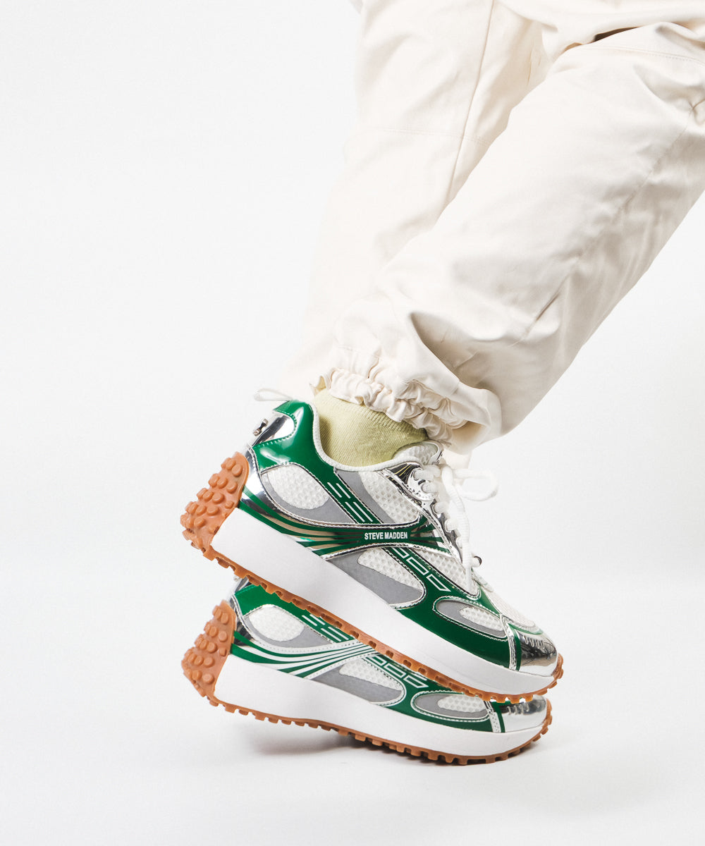 CAUSEWAY-VS デザインソールスニーカー WH/GR　(heel3.5)