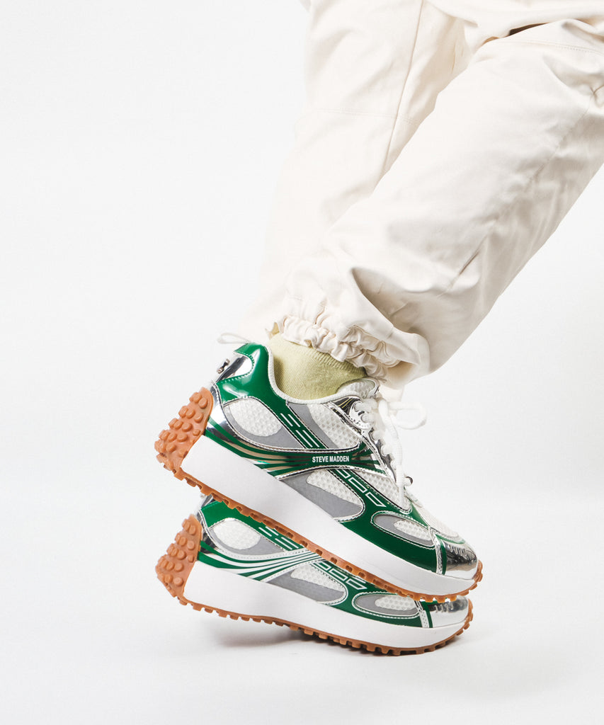 CAUSEWAY-VS デザインソールスニーカー WH/GR　(heel3.5)