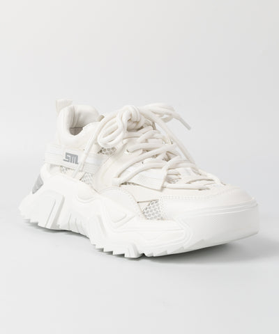 STEVE MADDEN 【予約販売】KINGDOM ボリュームソールダブルレースアップスニーカー WHT/WHT スニーカー レディース　スニーカー