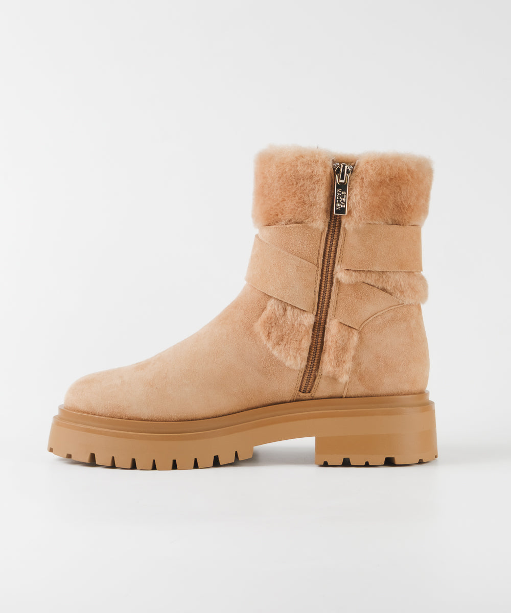 LODGE-VA　ファースエードショートブーツ　TAN/ｽｴｰﾄﾞ　(heel5.0)