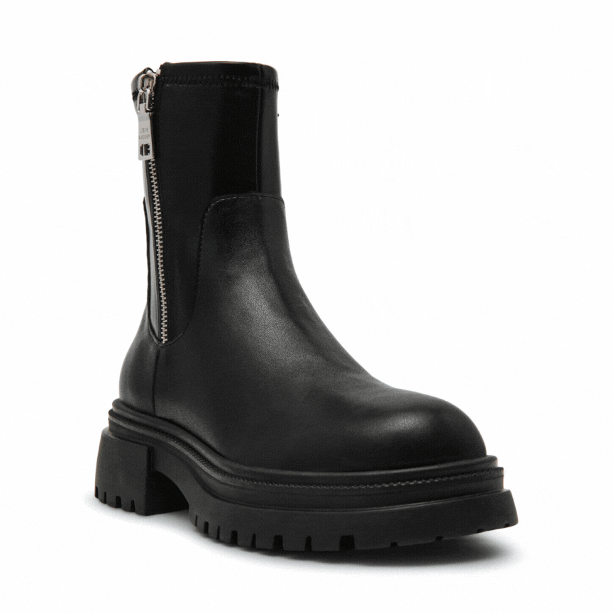 ROADMAP-VA　厚底サイドジップブーツ　BLK/LEAT　(HEEL5.5)