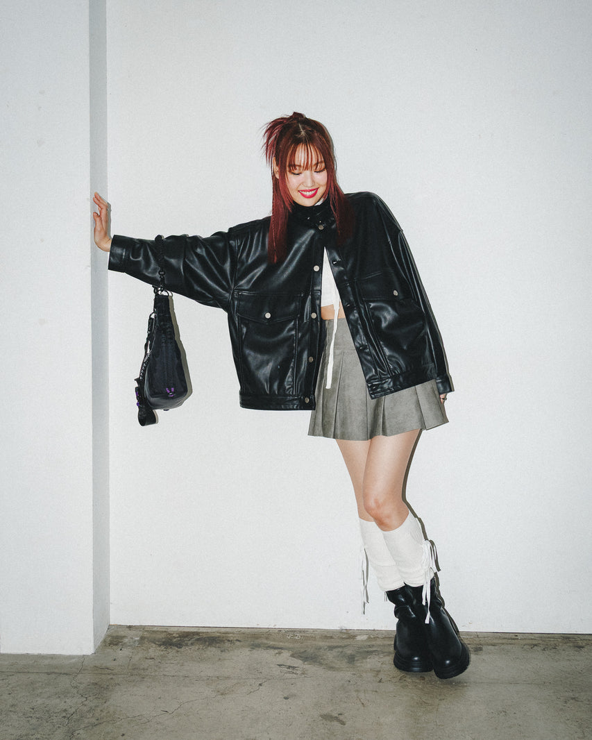 ROADMAP-VA　厚底サイドジップブーツ　BLK/LEAT　(HEEL5.5)