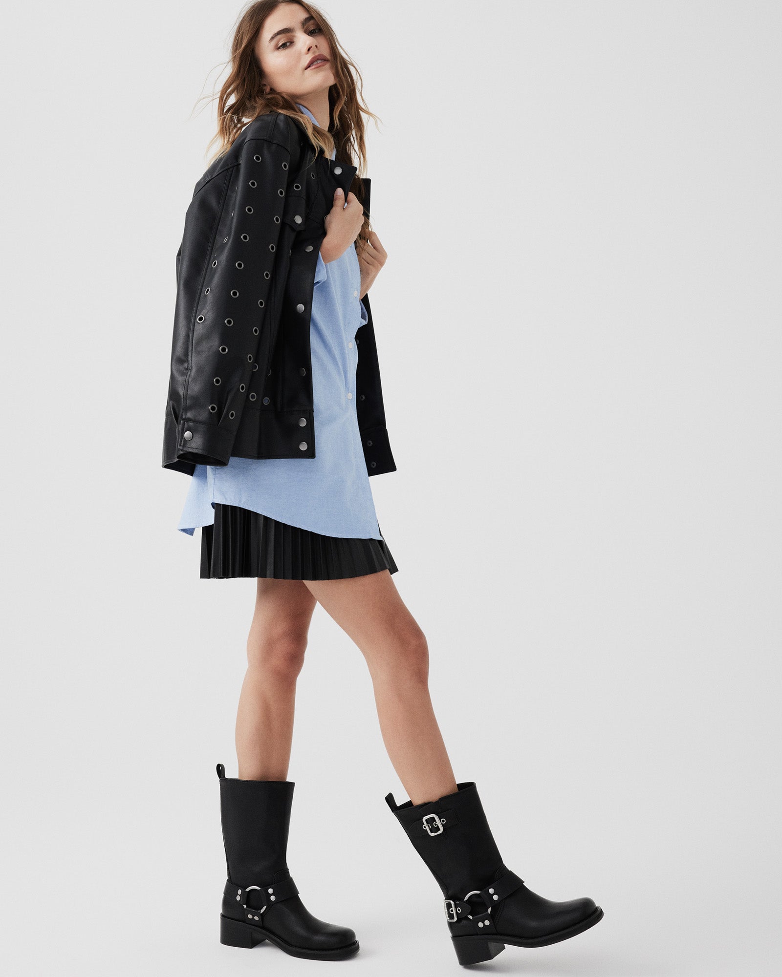 EN-ROUTE-UA レザーバイカーブーツ BLACK　(heel5.0)