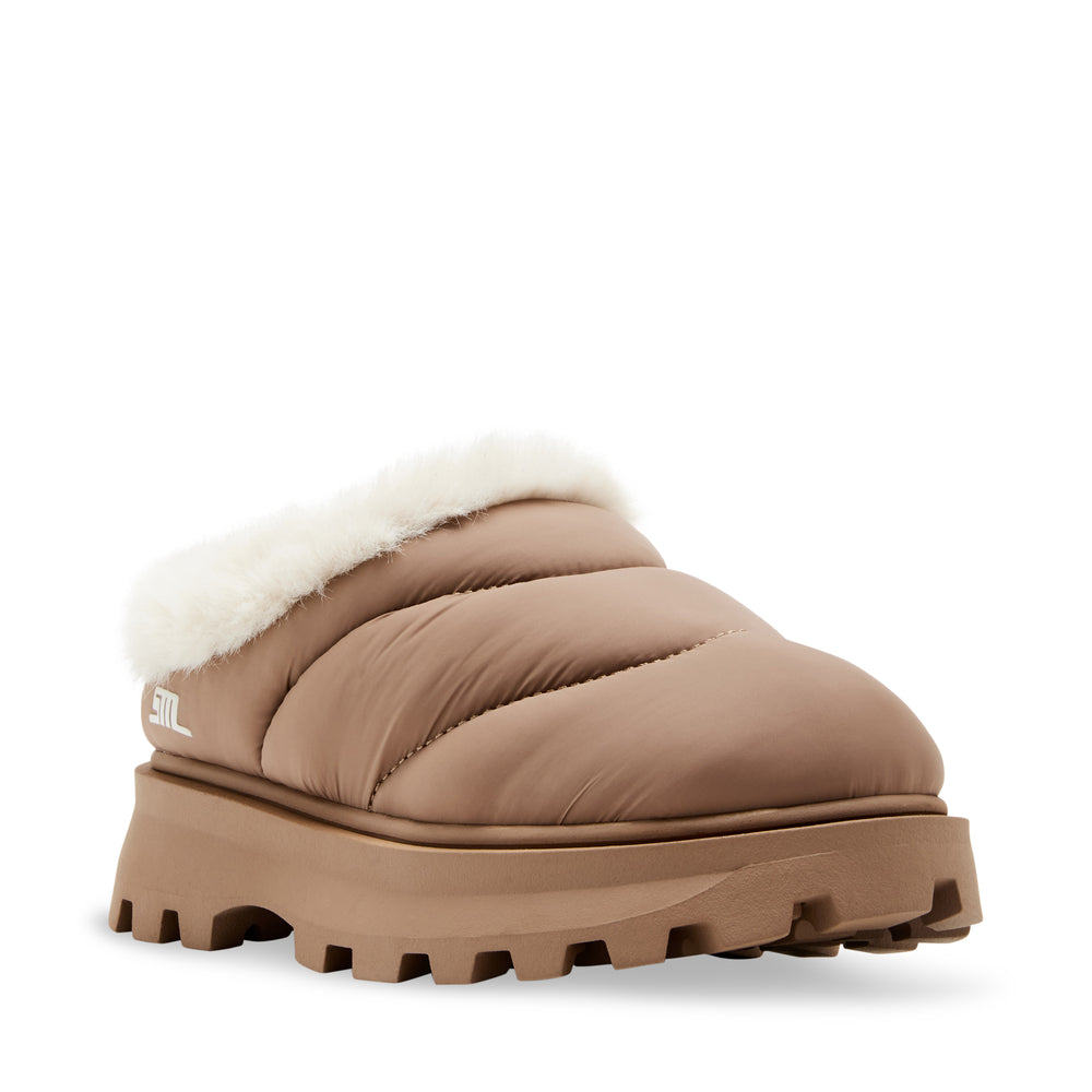 STEVE MADDEN FIRE PLACE-UA　ファー付モックシューズ　TAN サンダル Winter Sale 2024