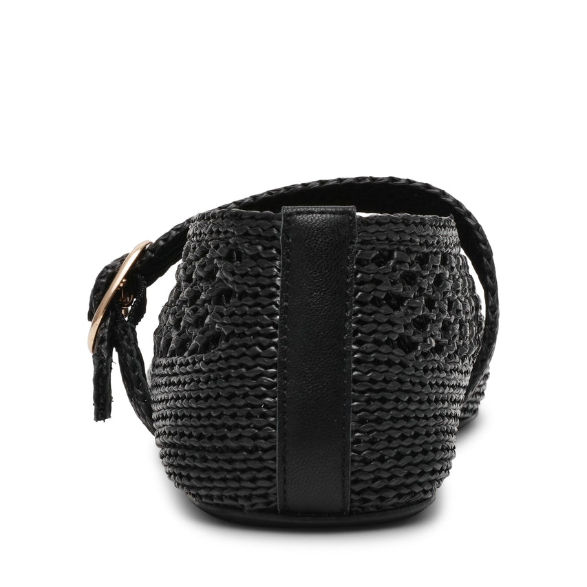 ALARA-XS　かぎ編み風メリージェーンフラットシューズ　BLK　(heel-)