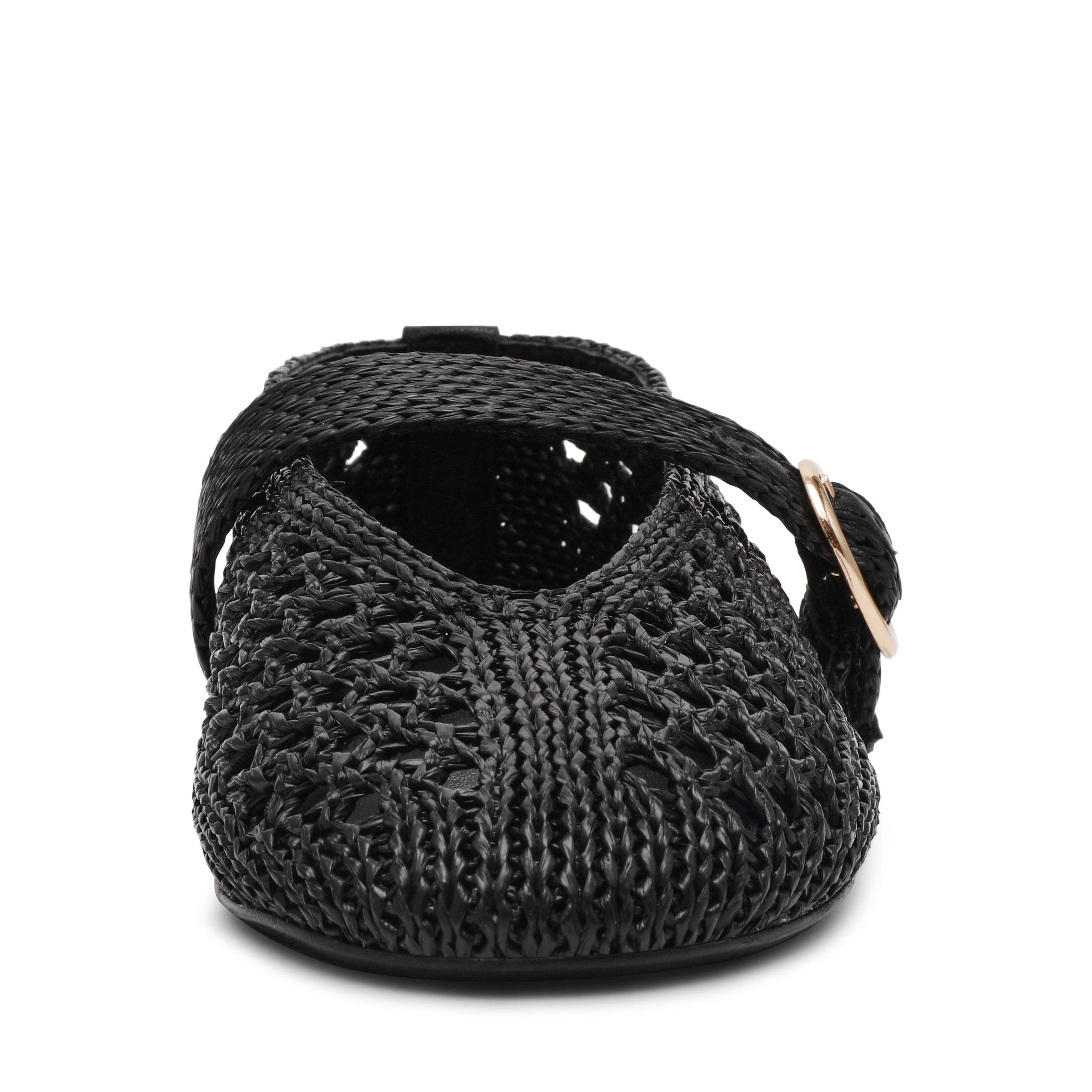 ALARA-XS　かぎ編み風メリージェーンフラットシューズ　BLK　(heel-)