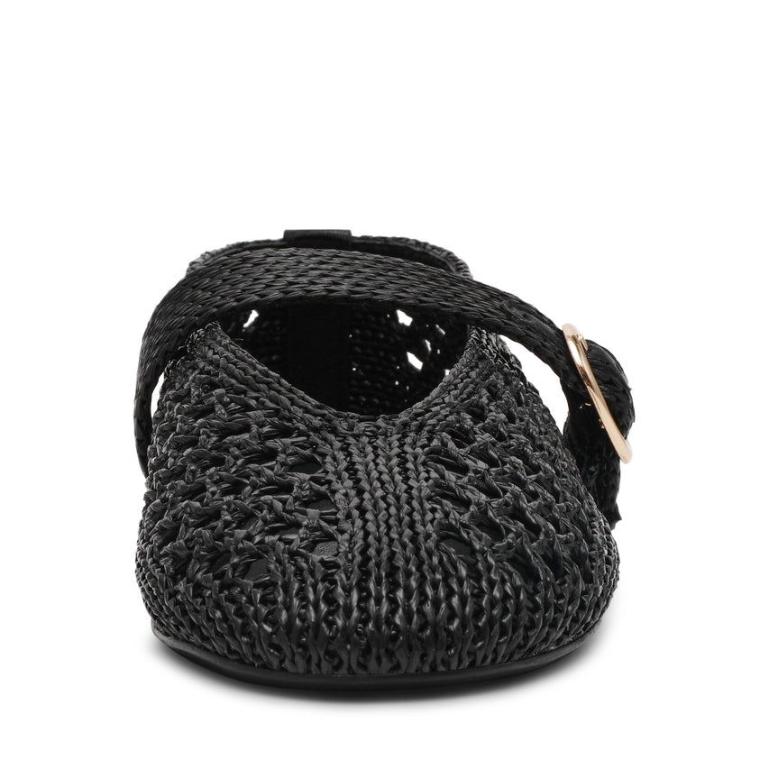 ALARA-XS　かぎ編み風メリージェーンフラットシューズ　BLK　(heel-)