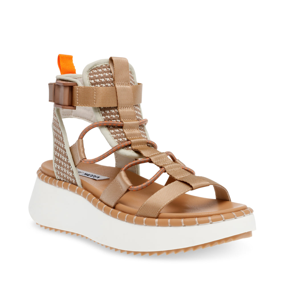 STEVE MADDEN DEELITE  アンクルストラップスポーツサンダル TAN サンダル レディース　サンダル