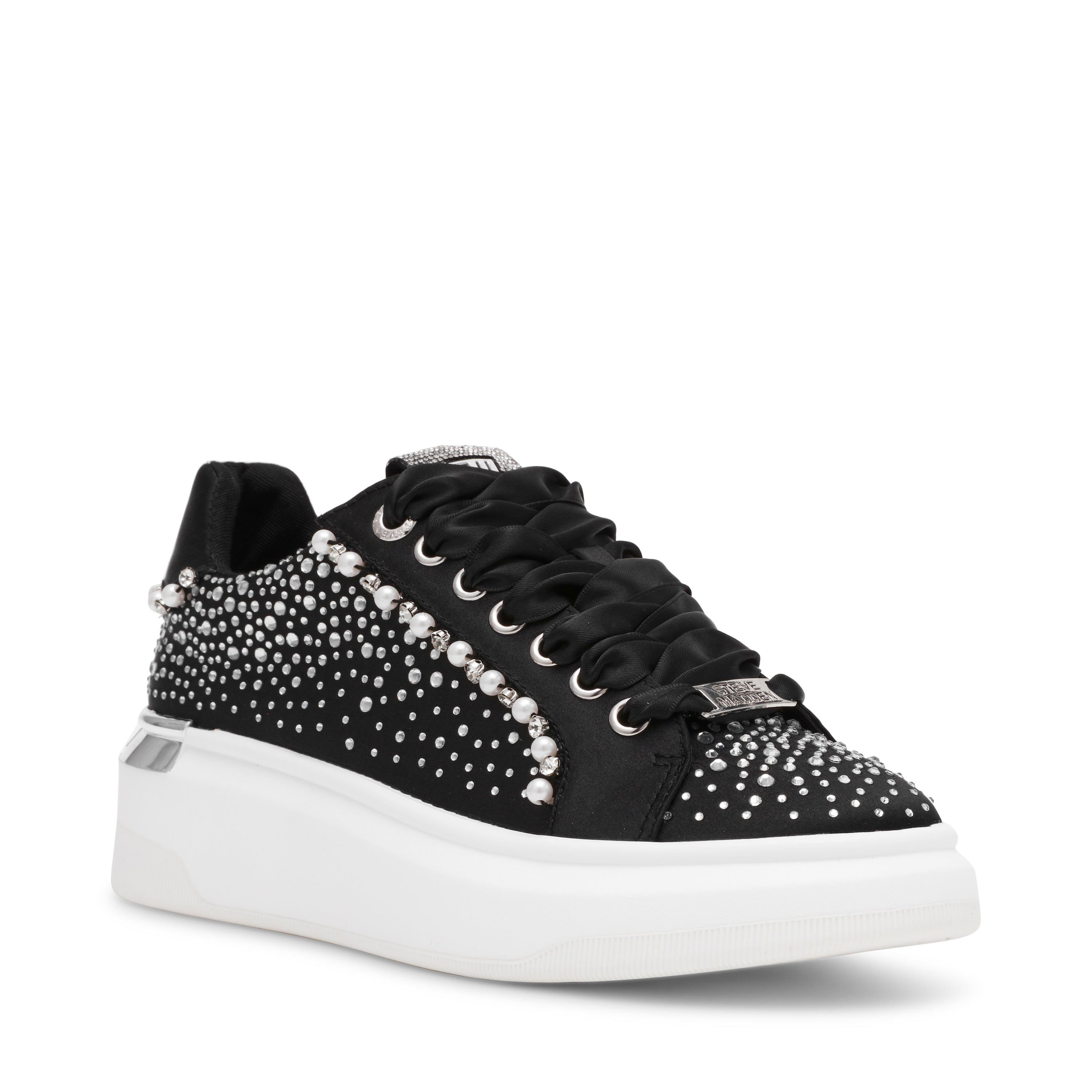 GLORIES-XS　ストーンデザインスニーカー  	BLK (heel4.0)