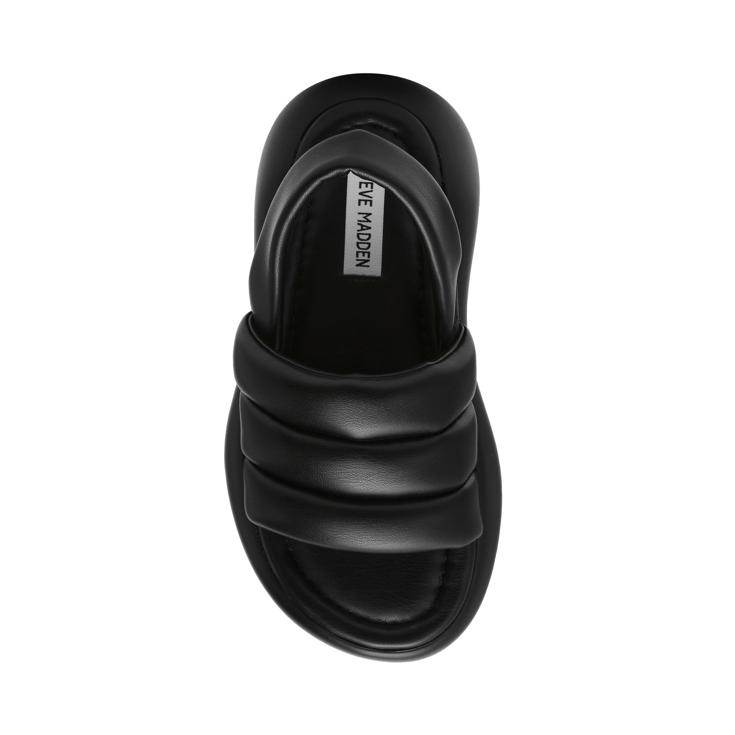 【Steve Madden】編み込みネット・ストラップ・フラットサンダル HEADWAY ストラップ付パフィーサンダル BLK – Steve Madden Japan