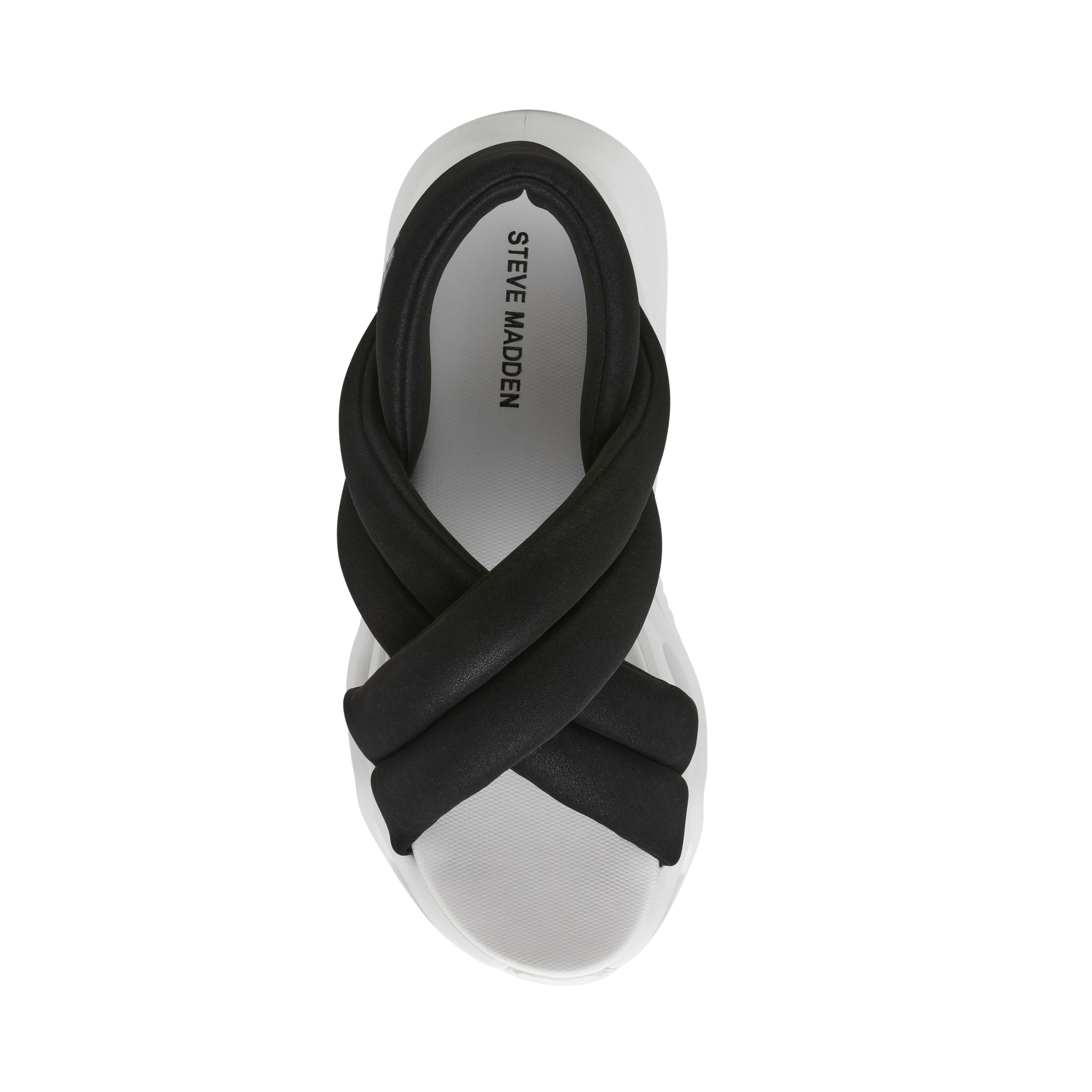 【Steve Madden】クロススライドサンダル HURDLE 2-VS クロスパフィーボリュームサンダル BLK/WH – Steve