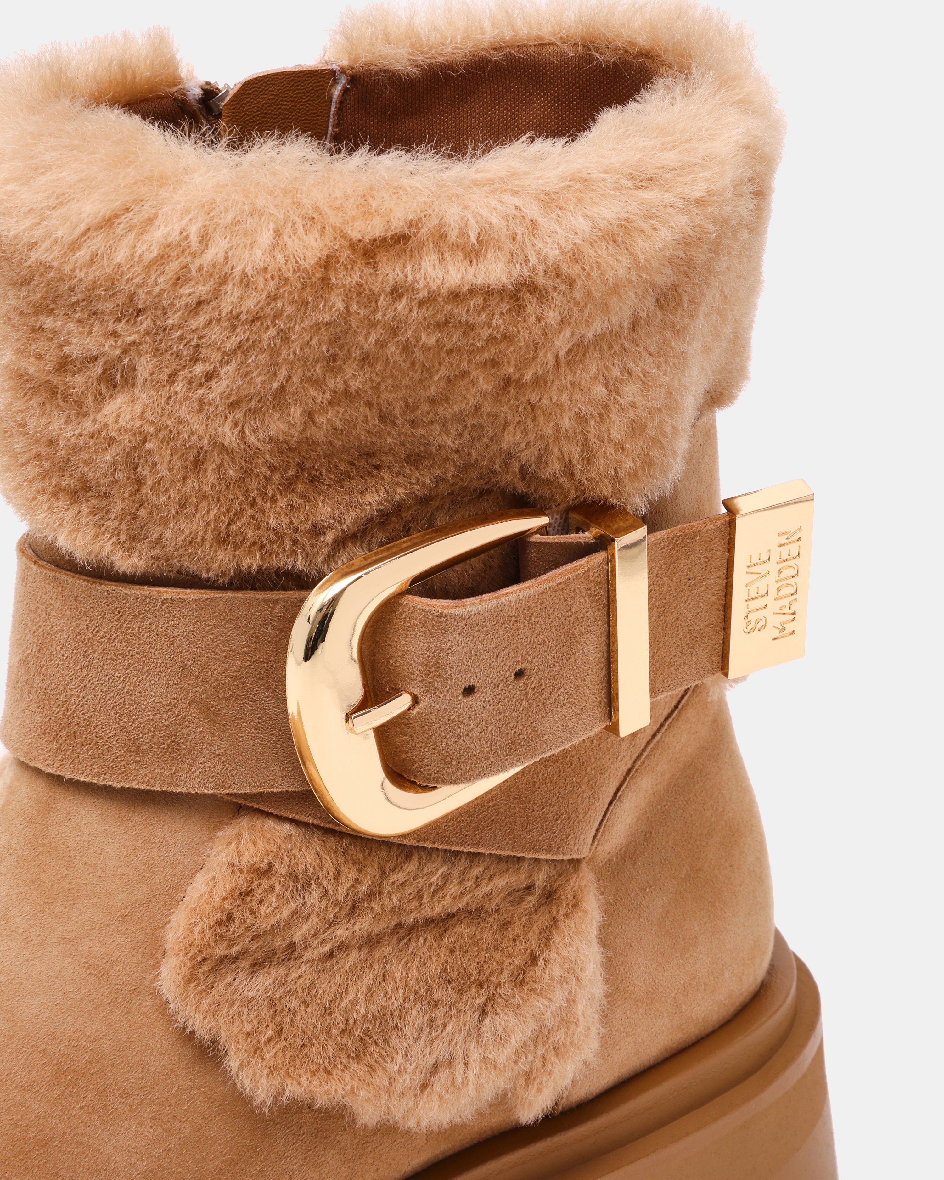 LODGE-VA　ファースエードショートブーツ　TAN/ｽｴｰﾄﾞ　(heel5.0)