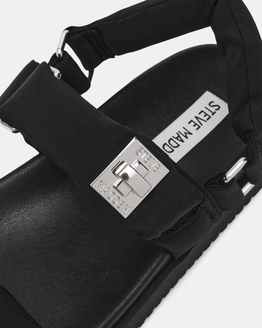 MONAT-XS ストラップ付パフィーサンダル BLK　(heel3.5)