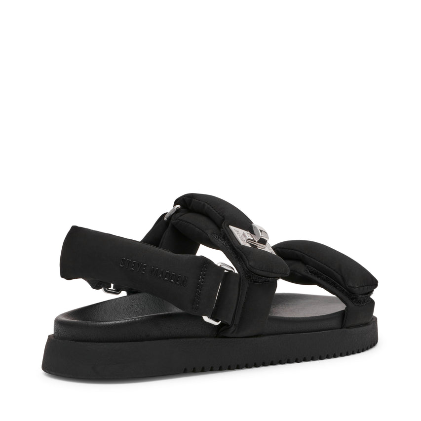 MONAT-XS ストラップ付パフィーサンダル BLK　(heel3.5)