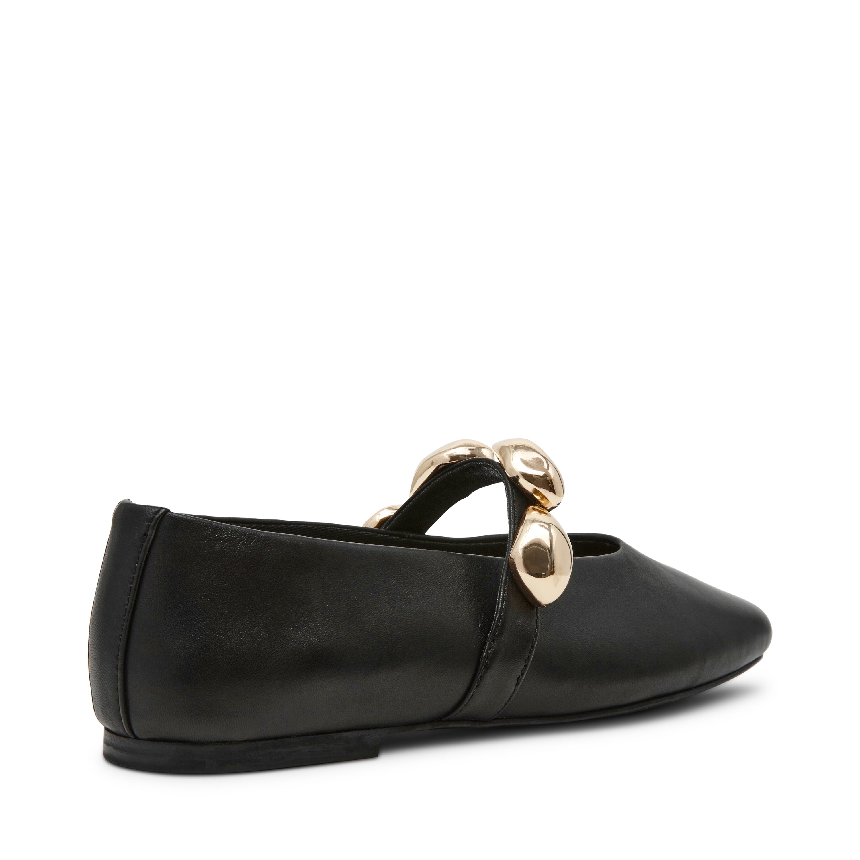 POPPIN-XS　ビジューフラットパンプス　BLK/LEAT　(heel1.0)