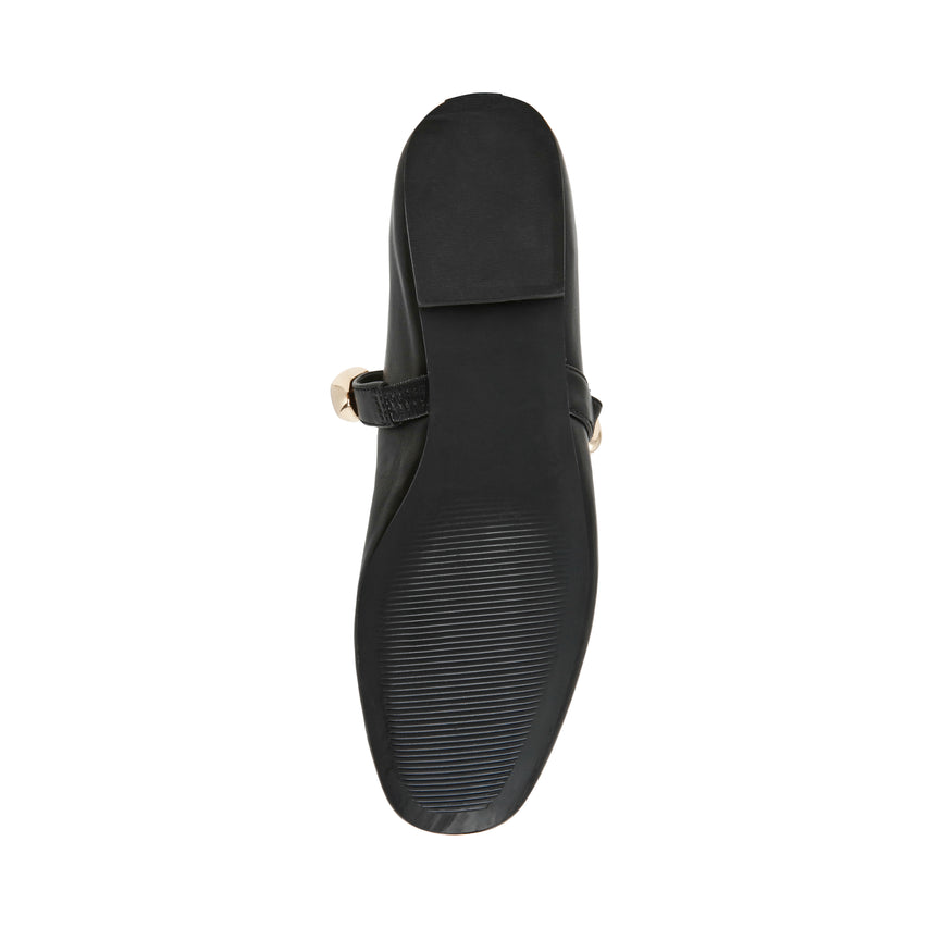 POPPIN-XS　ビジューフラットパンプス　BLK/LEAT　(heel1.0)