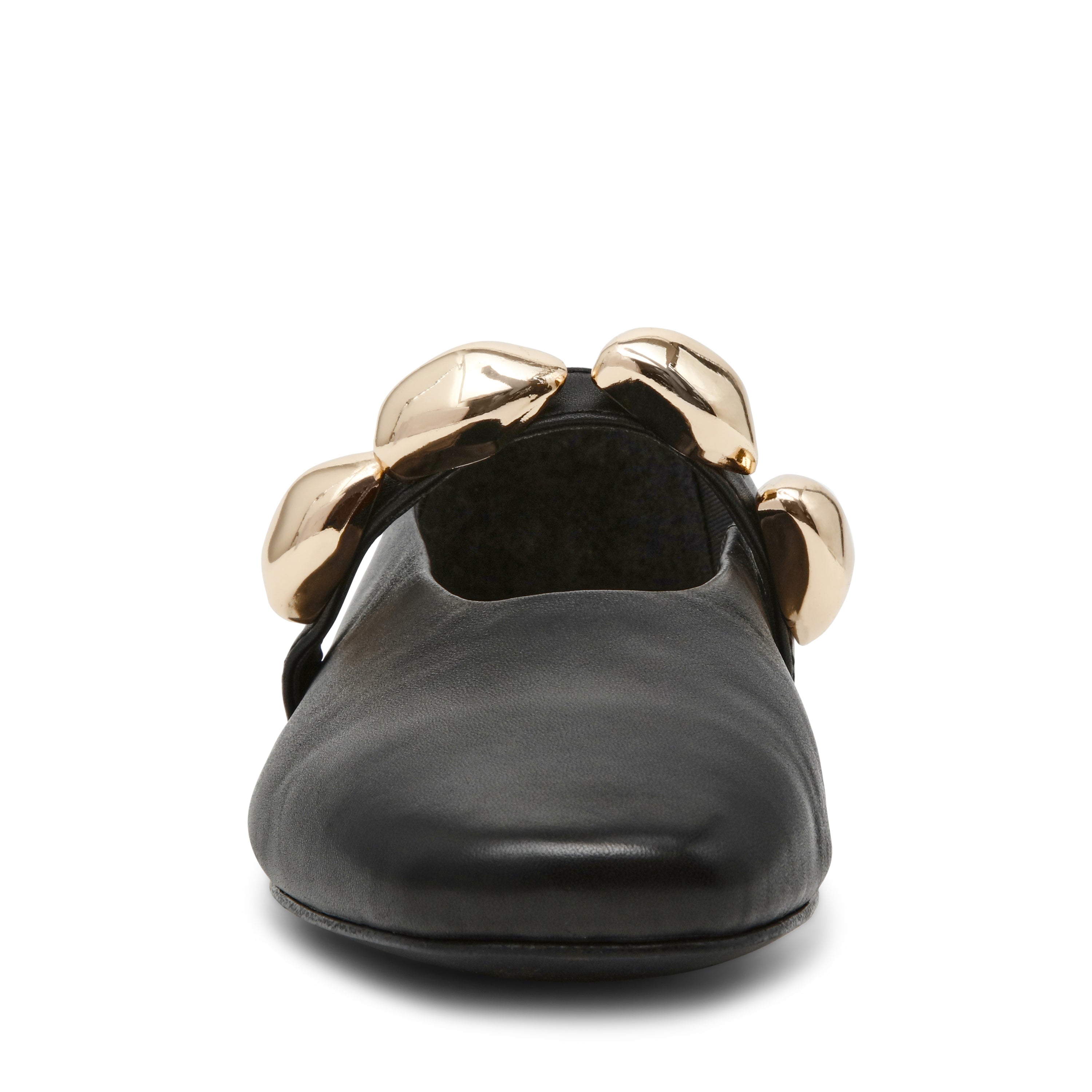 POPPIN-XS　ビジューフラットパンプス　BLK/LEAT　(heel1.0)