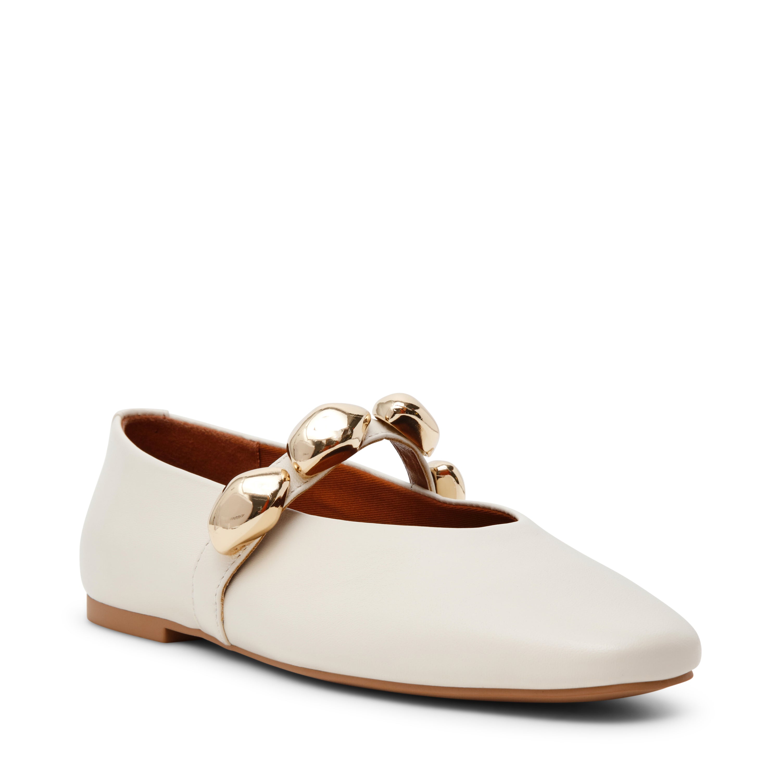 POPPIN-XS　ビジューフラットパンプス　IV/LEAT　(heel1.0)