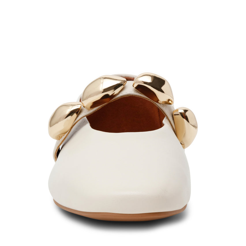 POPPIN-XS　ビジューフラットパンプス　IV/LEAT　(heel1.0)