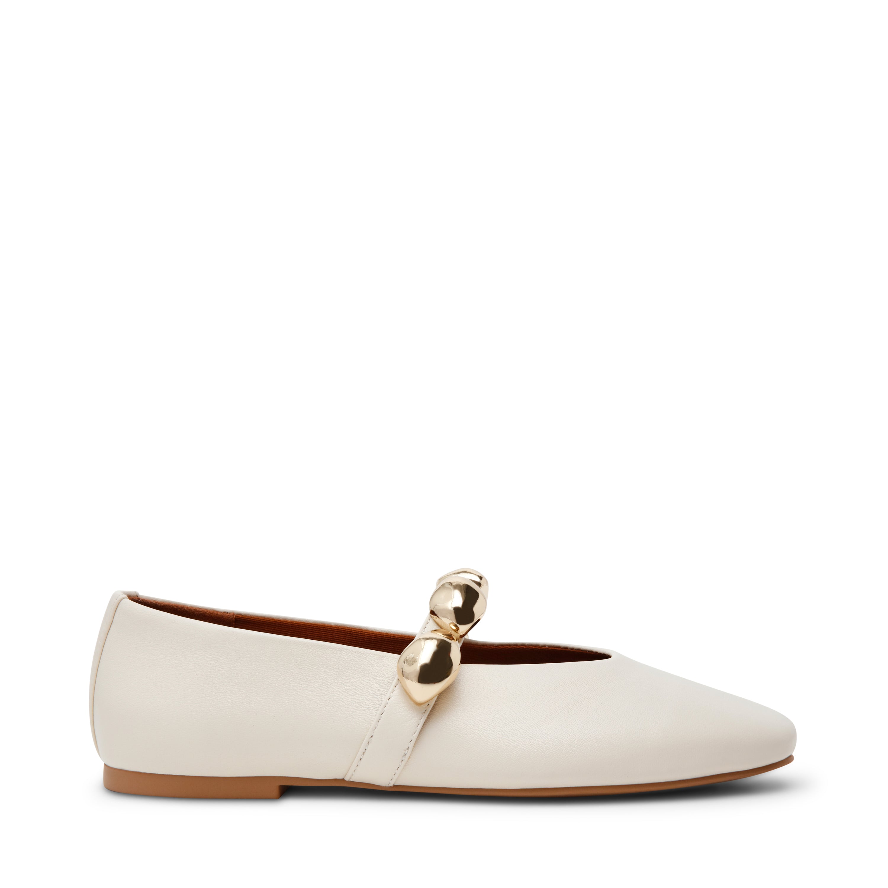 POPPIN-XS　ビジューフラットパンプス　IV/LEAT　(heel1.0)