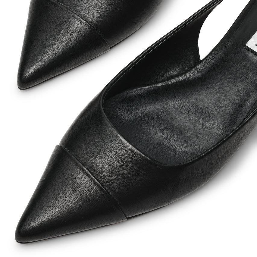 ROWYN　ポインテッドトゥミュール　BLACK/LEAT