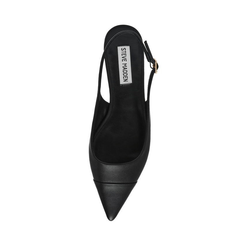 ROWYN　ポインテッドトゥミュール　BLACK/LEAT