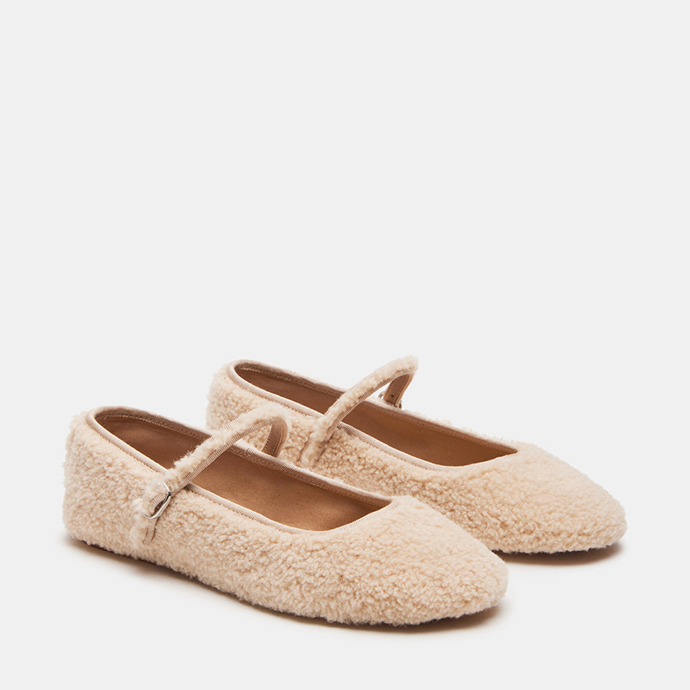 STEVE MADDEN VINETTA-F-UA　ボアフラットパンプス　NATURAL パンプス レディース　 ローファー