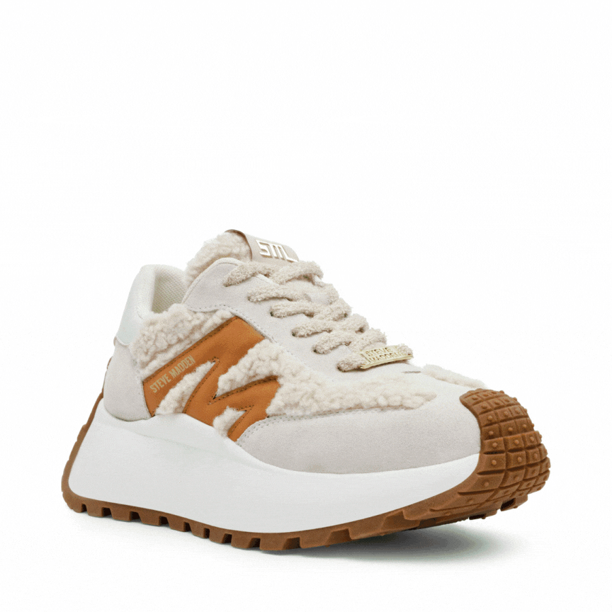 SUPERCAMPO-F スエードファー厚底スニーカー　BONE/LEAT　　(heel6.0）