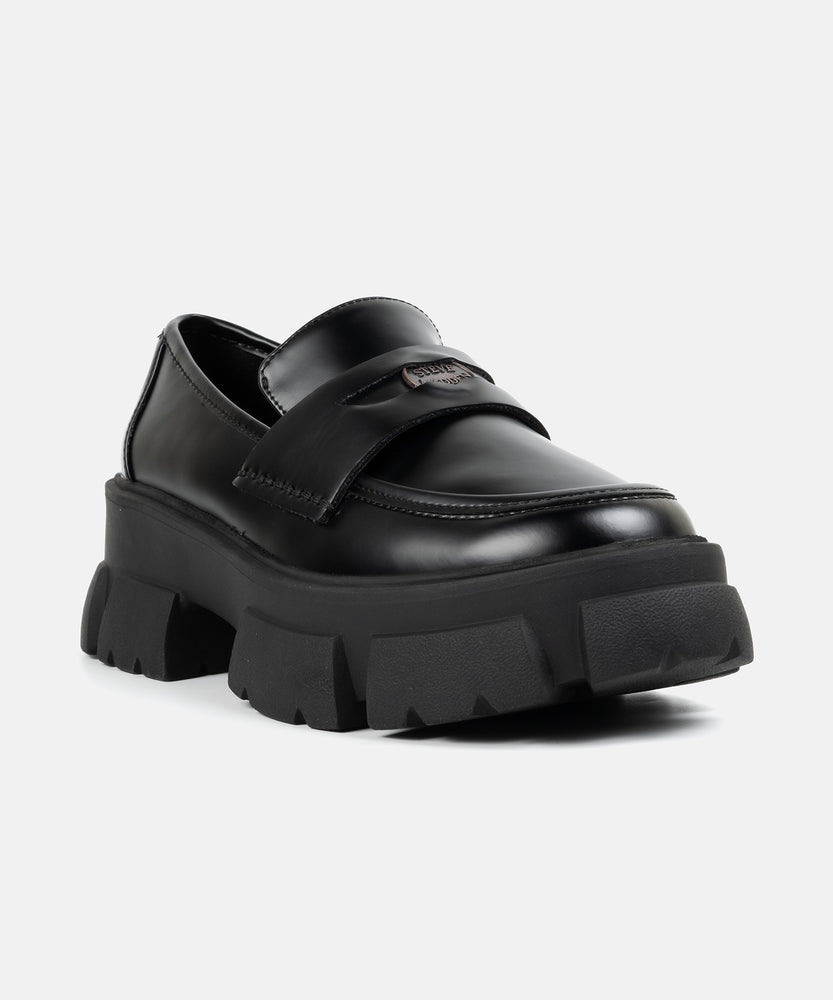 STEVE MADDEN TEAZER-UA 厚底コインローファー BLACK ローファー レディース　 ローファー