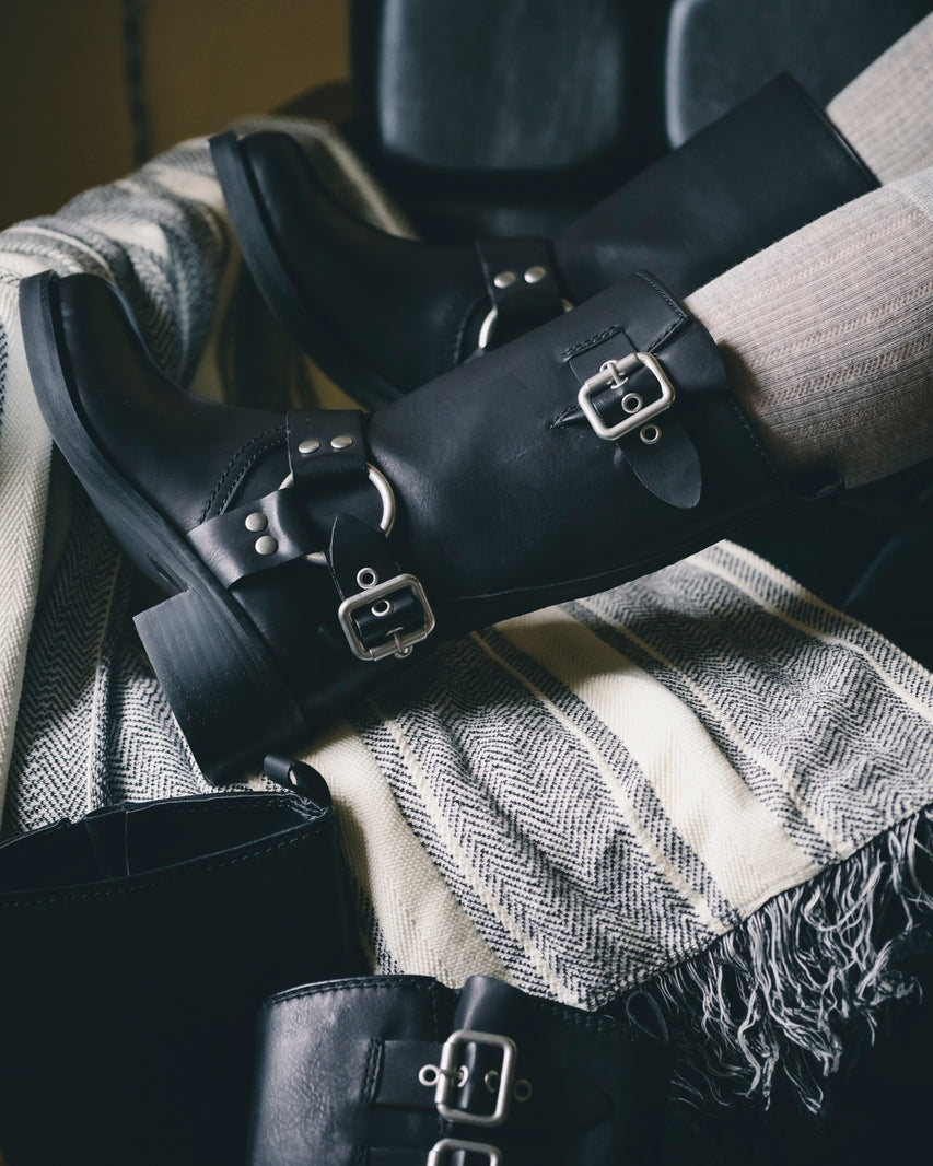 EN-ROUTE-UA レザーバイカーブーツ BLACK　(heel5.0)