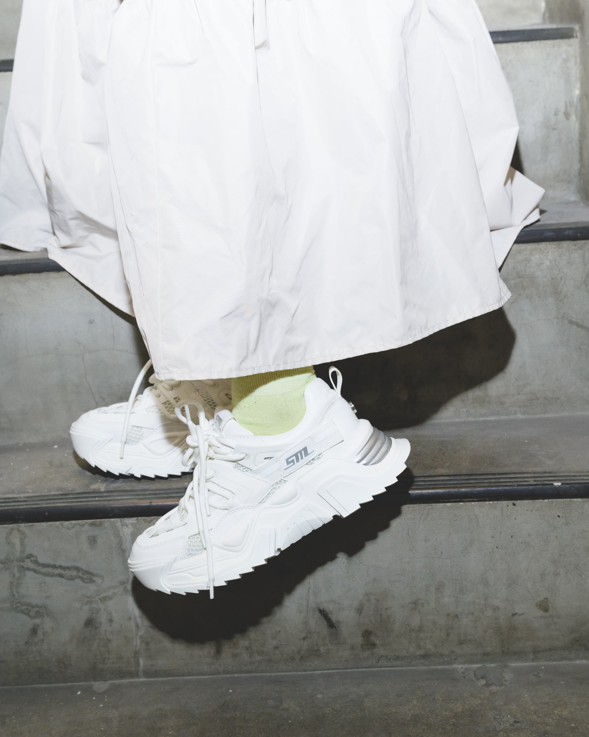 KINGDOM ボリュームソールダブルレースアップスニーカー WHT/WHT