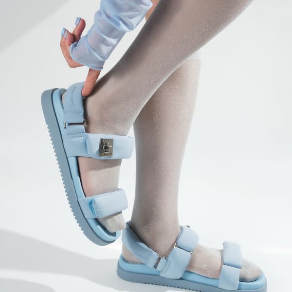 MONAT-XS ストラップ付パフィーサンダル BLU　(heel3.5) - view 2