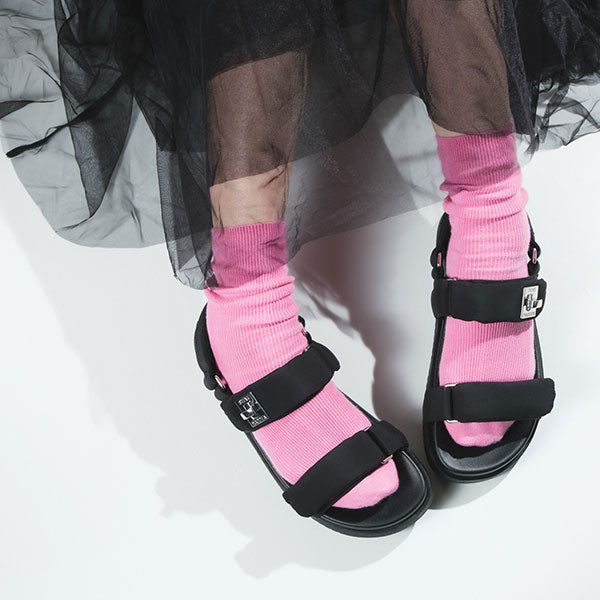 MONAT-XS ストラップ付パフィーサンダル BLK　(heel3.5) - view 2