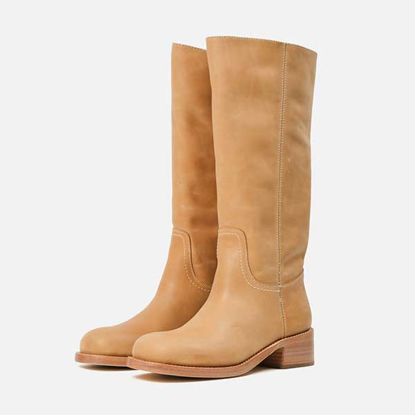 【予約販売】RIGGS-XA　レザーライクロングブーツ　TAN/LEAT　(heel4.5) ※お届け予定１１月中旬ごろ